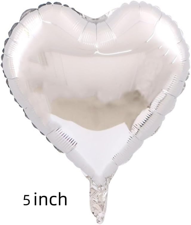 50 Pcs Silver Heart Shaped Balloon Foil Balloon 5 inch Heart Balloon for Valentinge's day Wedding
