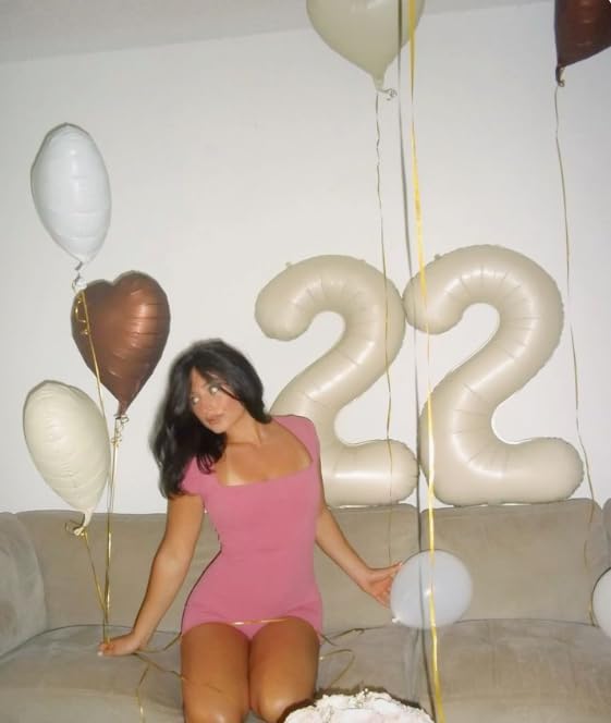 40 Inch Big Cream White Number 22 Balloon Birthday Decoration, Numbers 22 Helium Balloons 22