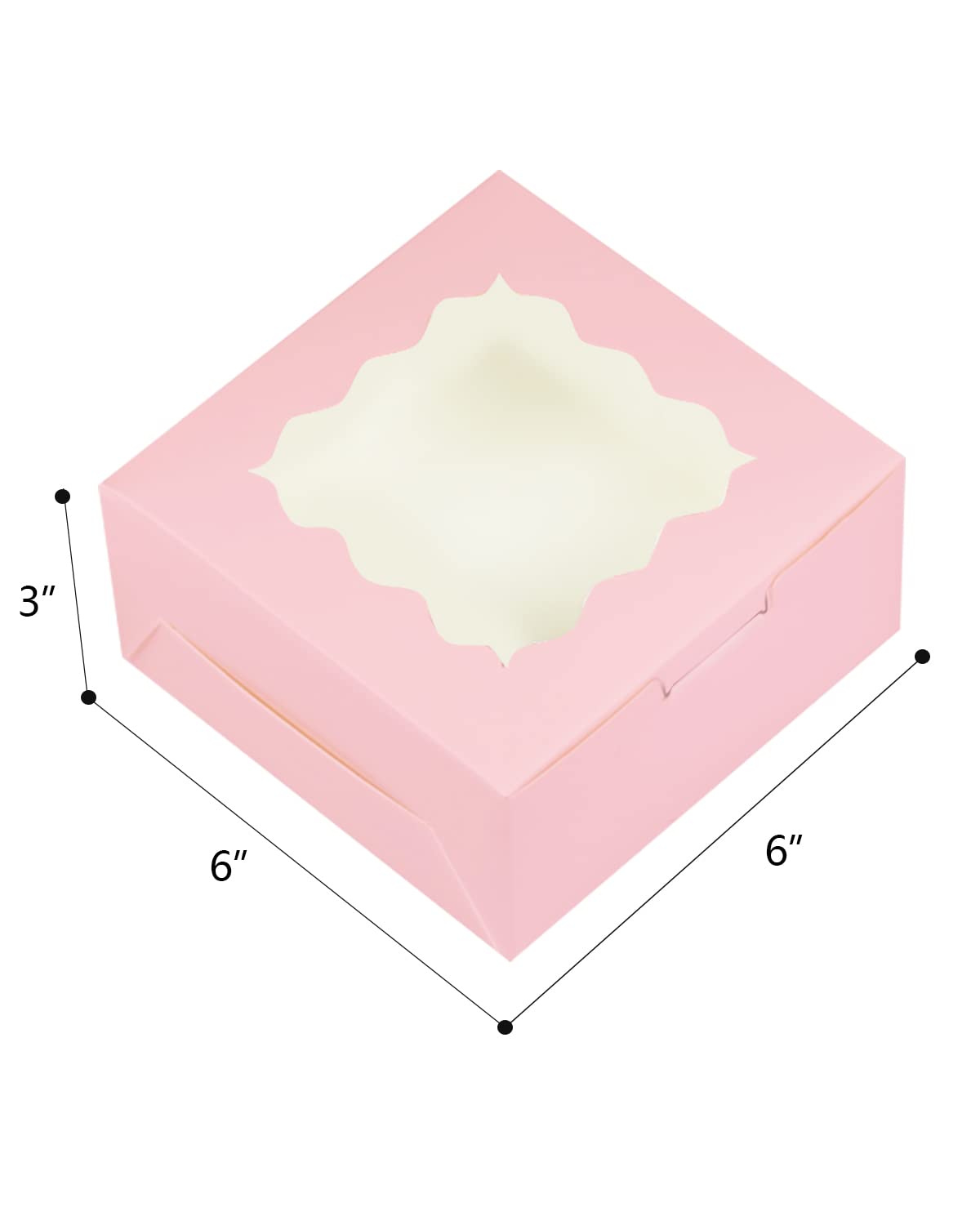 Bakepacker 100pcs Pink Cookie Boxes 6x6x3 inches Easy Assemble Macaroon Pastry Boxes Bakery Boxes