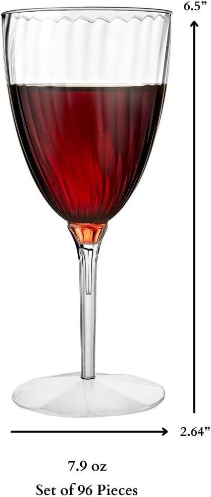 Lillian Tablesettings Premium Wine Glasses 8 oz. Clear Hard Plastic 1-Piece Disposable Cups Value