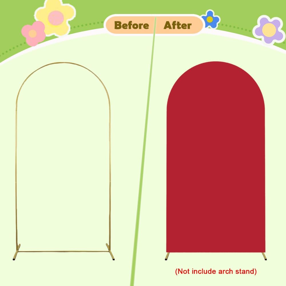 Red Arch Cover 6FT Spandex Wedding Arch Stand Covers Burgundy Arched Backdrop Cover Arch Covers