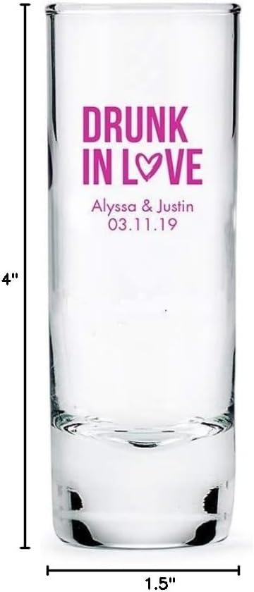 WEDDINGSTAR Personalized 2.5oz Tall Shot Glass Customizable Full Color Print - 60 pack
