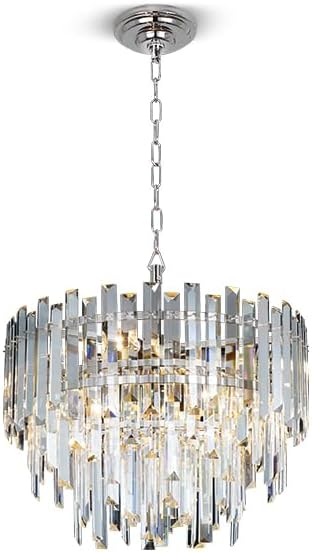 Chrome Crystal Chandelier Lighting 17.7'' for Dining Rooms Bedroom Foyer Entryway Ceiling Hanging