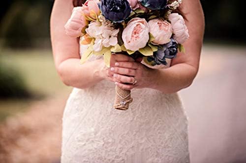Kimura's Cabin Fake Peonies 2Bouquets Faux Silk Flower Vintage Artificial Peony Face Flowers