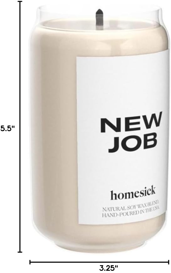 Homesick New Job Scented Candle - 13.75 oz Leather & Cinnamon Scented Natural Soy Wax Blend