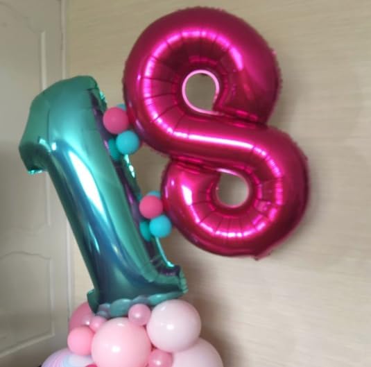 Big 40 Inch Teal Blue 2 Number Balloon Birthday Decoration, Teal Blue Number 2 Helium Balloons 12