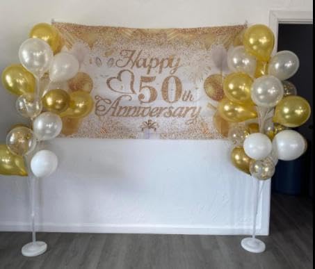 Leesoot 2 Sets 74inch Gold Floor Balloon Column Kit Stand with Balloon Backdrop Decoration for