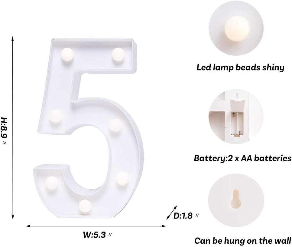 Foaky Decorative Led Marquee Light Up Number, Marquee Light Up Number Sign for Night Light Wedding