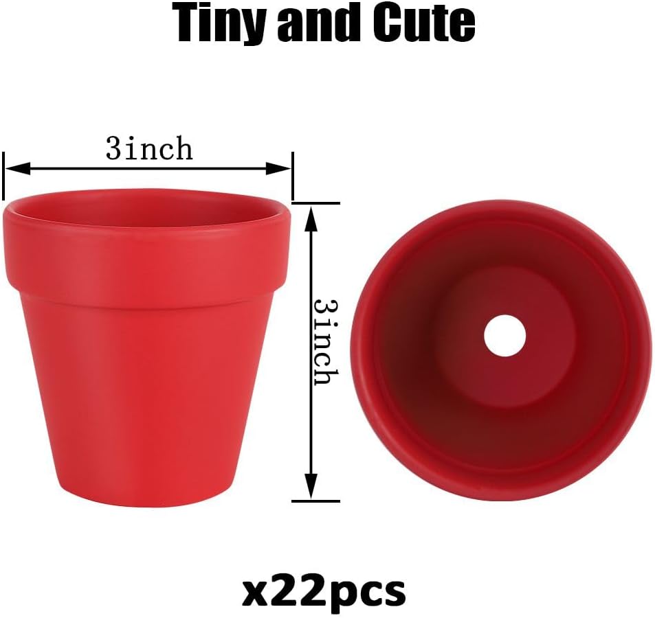 3 Inch Terracotta Pots - 22Pack Clay Flower Pots with Drainage Hole, Succulent Nursery Pot/Cactus