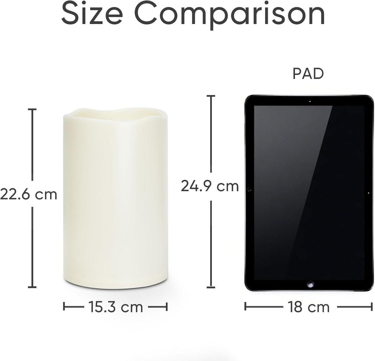 Homemory 6" x 9" Extra Large Outdoor Waterproof Candle with Auto 6-Hour Timer, No Remote, Ivory