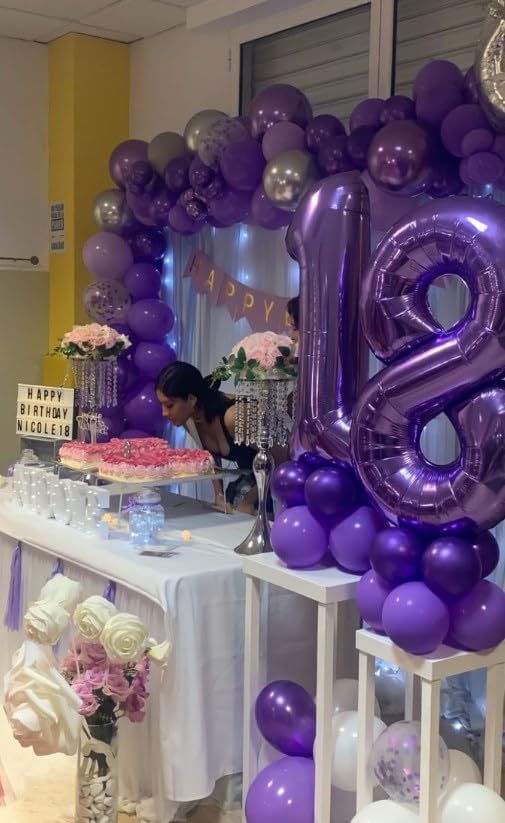 Purple Number 7 Birthday Balloon 40 Inch, Digital Balloons for 7 17 27 70 77 Party Celebration