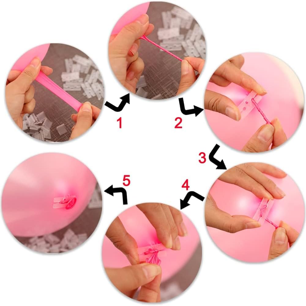200pcs Plastic Balloon Clips Ties for Sealing, H Shape Bulk Balloon Ties clips Tool for Wedding