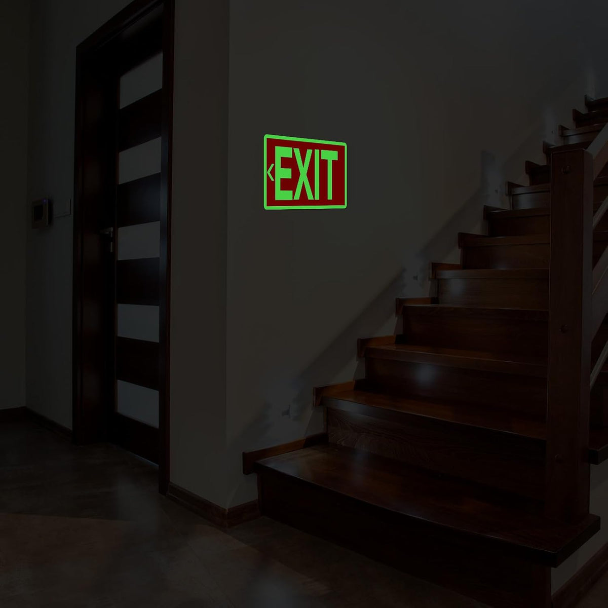 10 Pcs Glow in the Dark Exit Signs for Business 12 x 7 Inch Photoluminescent Signs Stickers for