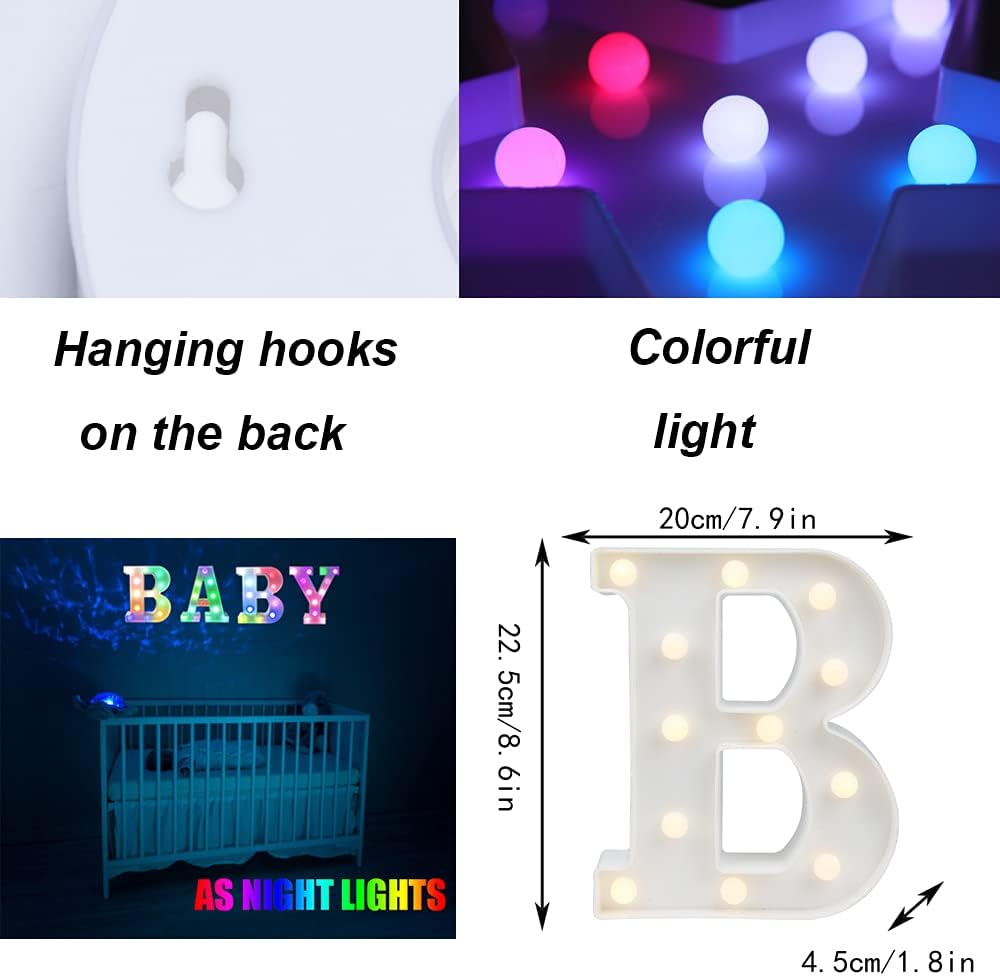Light Up Colorful LED Marquee Letter lights, 18 Colors Changing Alphabet Letters Sign with Remote