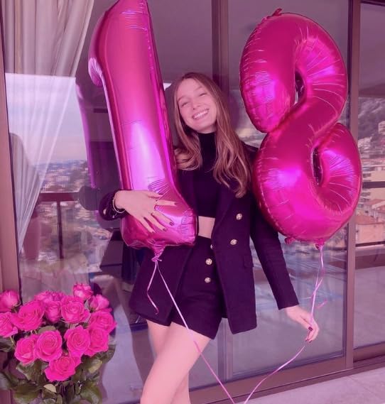 Helium Foil Rosy Purple Number 8 Balloon 40 Inch, Mylar Eight Numbers 8 18 28 38 48 58 80 88