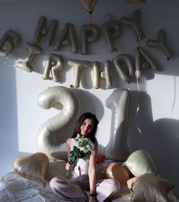 Cream White 1 Number Balloon 40 inch, Number 1 Birthday Balloon for Boy Girl, Cream White Foil One