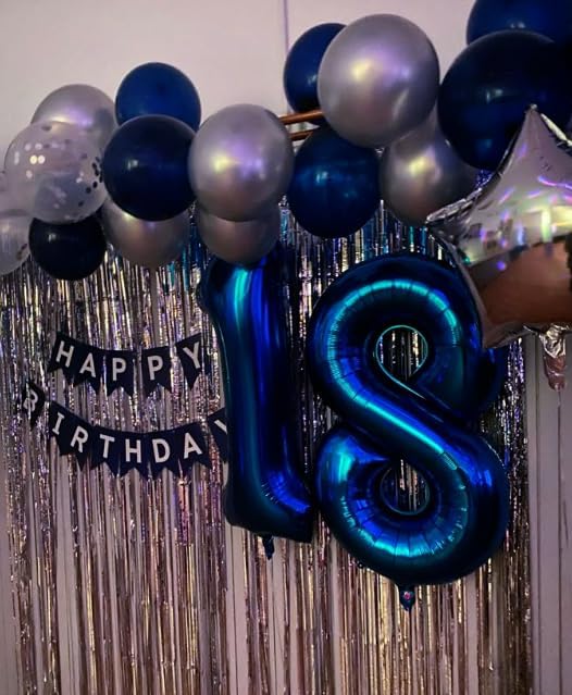 40 Inch Night Blue Large Number 4 Birthday Balloon, Giant Number Four 14 24 34 40 44 Balloons
