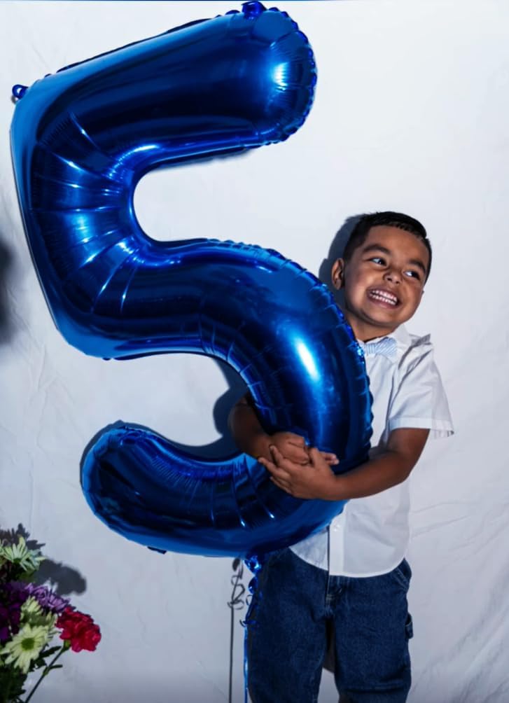 Night Blue 40 Inch Large Number 5 Birthday Balloon, 2025 Five 5th 15 25 35 50 55 Birthday