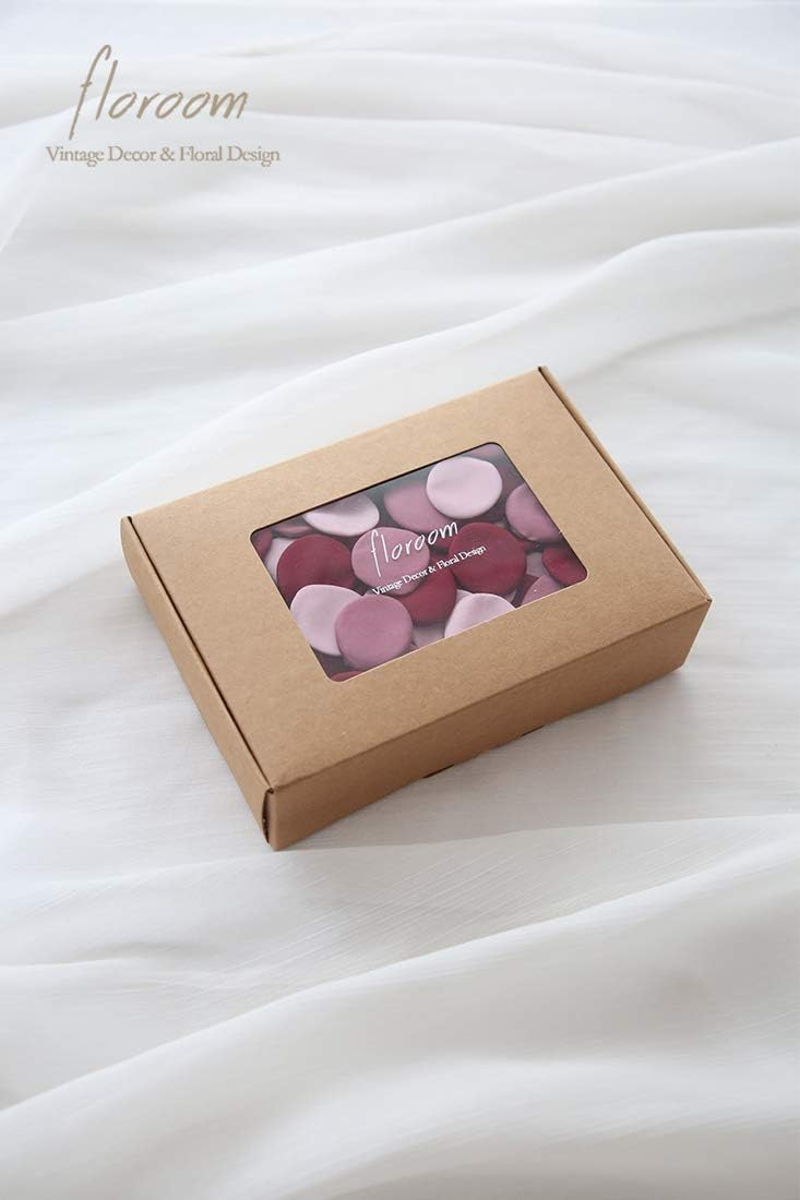 Floroom 500pcs Rose Petals Burgundy Maroon Mauve Faux Silk Flower Petals for Wedding Flower Girl