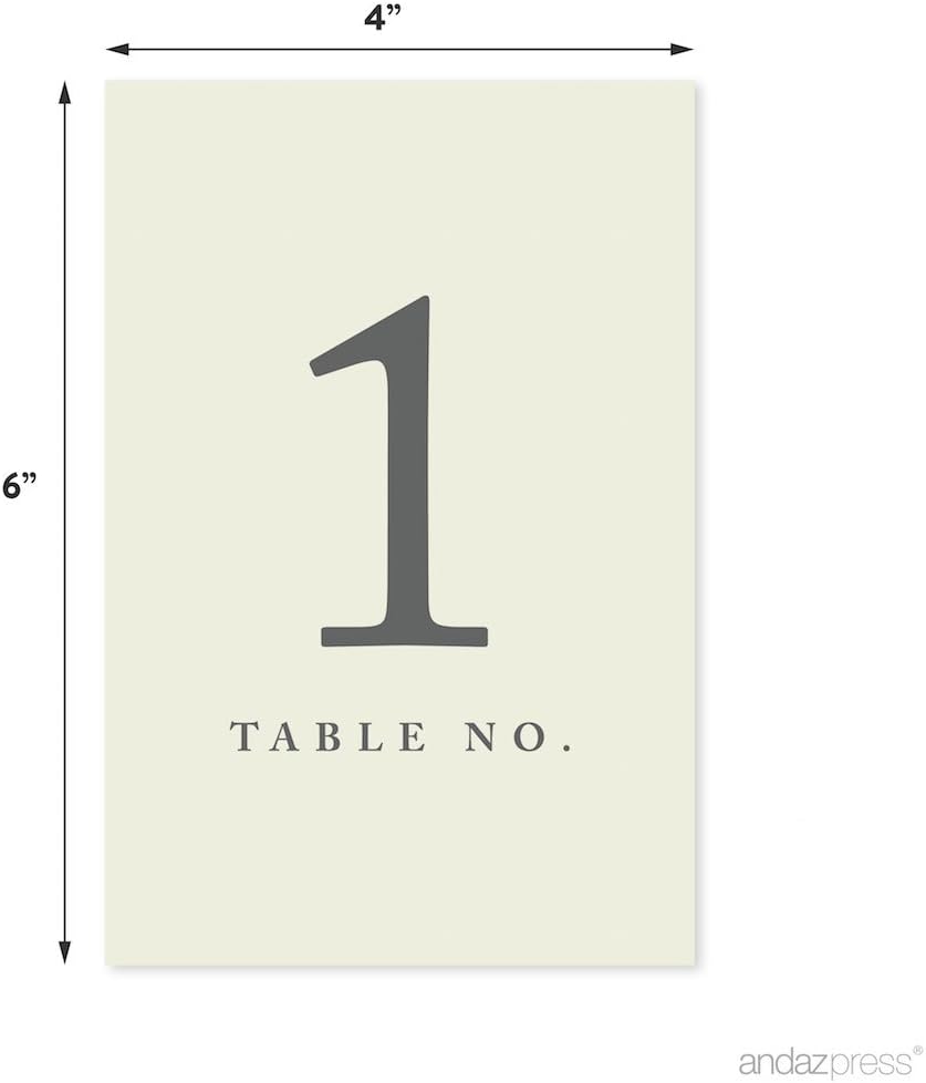 Andaz Press Table Numbers 1-20 on Perforated Paper, Ivory, 4x6-inch Single Sided Sign, 1-Set, For