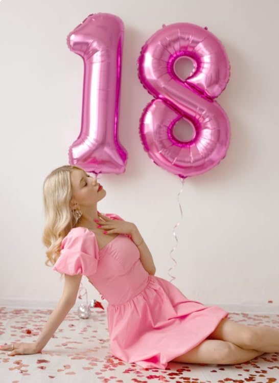 Pink Foil 8 Number Balloon 40 Inch, Helium Mylar Eight Number 8 18 28 38 48 58 80 88 Birthday