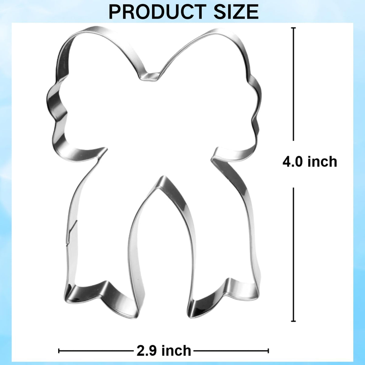 Bow Cookie Cutter with Long Ribbon- 4 Inch - Dishwasher Safe - Metal Cookie Cutter for Baking