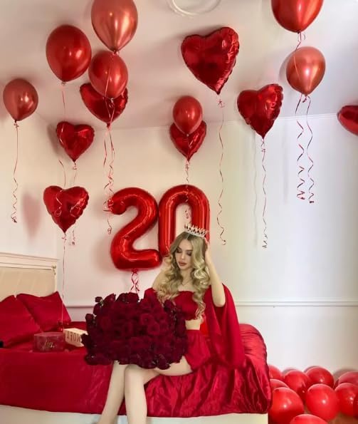 40 Inch Big Red Number 2 Balloon Birthday Decoration, Number 2 Helium Balloon 12 20 22 23 24 26 28
