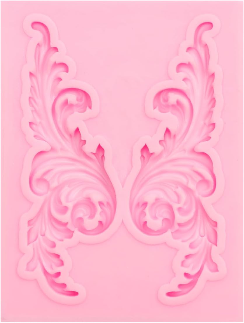 Baroque Scroll Silicone Fondant Molds, 8-Piece Decorative Border Cake Molds Set for Cupcake Topper