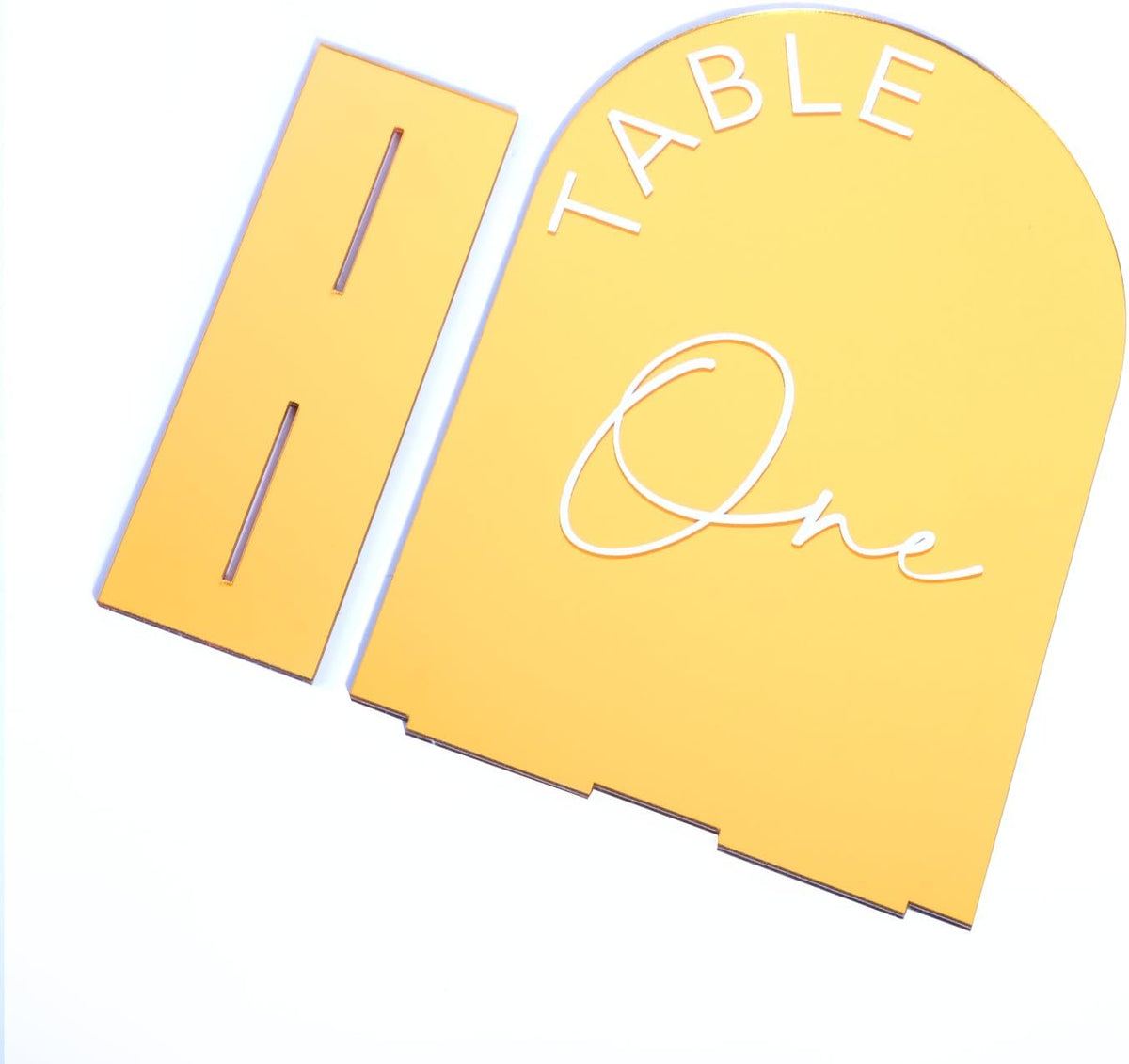 Gold Mirror Arch Wedding Table Numbers 1-10 with Stands, 5x7 Inch Acrylic Arch Sign with Holder for