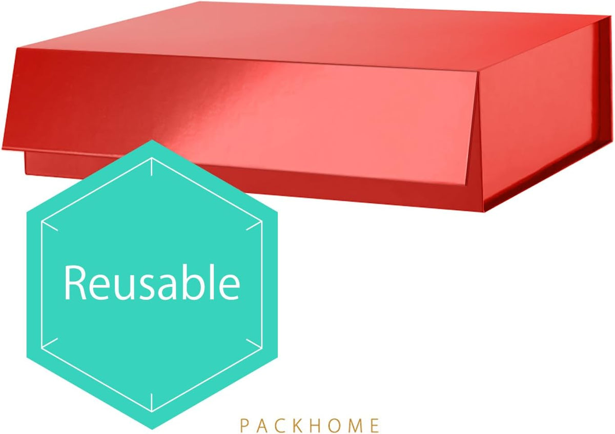 PACKHOME Large Gift Box 13.5x10x3.5 Inches, Sturdy Shirt Box with Magnetic Lid for Multiple