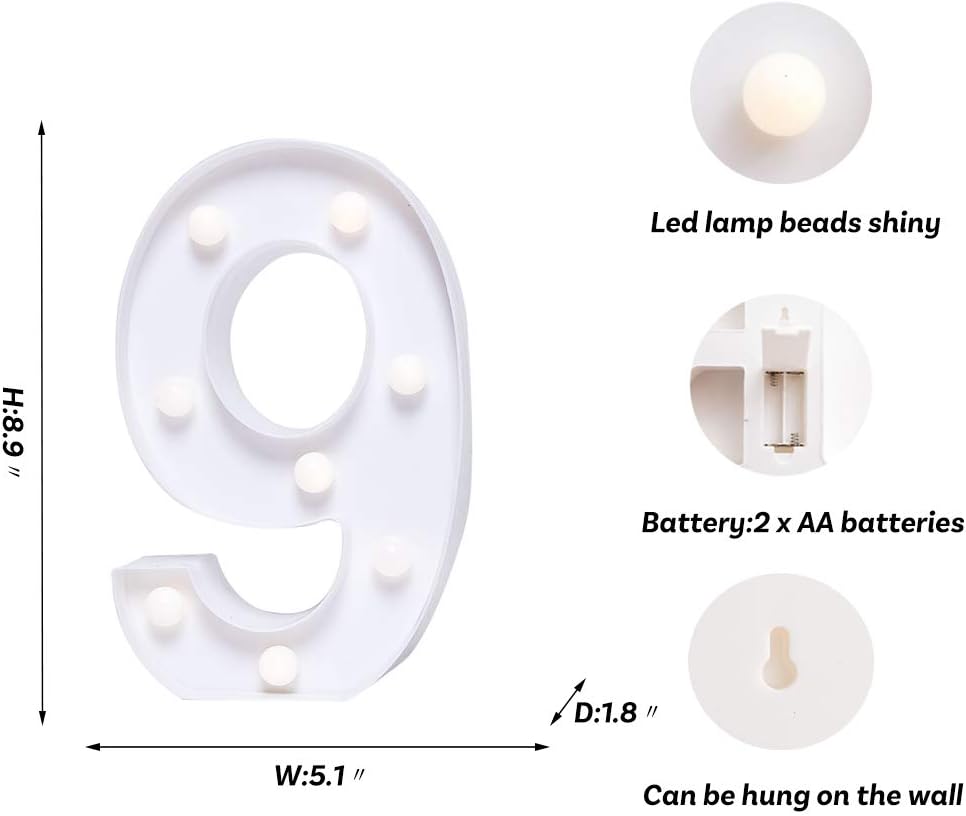 Foaky Decorative Led Marquee Light Up Number, Marquee Light Up Number Sign for Night Light Wedding