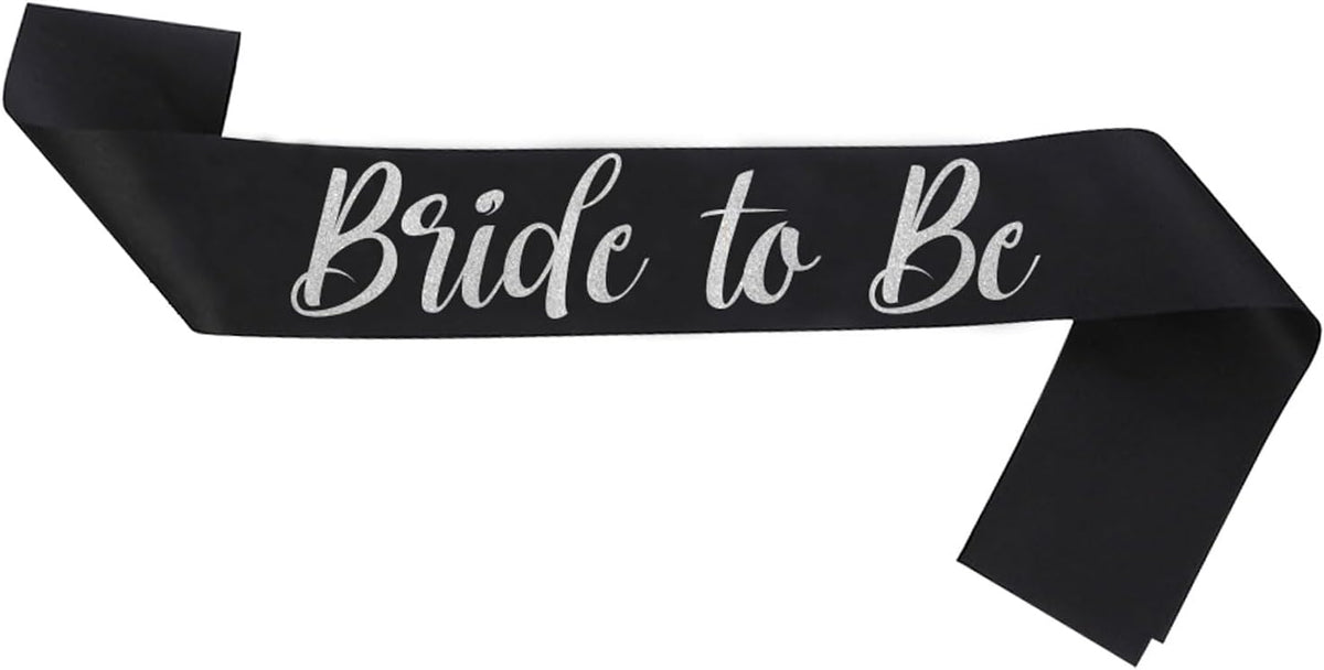 Silver and Black Bride Sash, Bride Sash Bachelorette Party Bridal Shower Sashes Bachelor