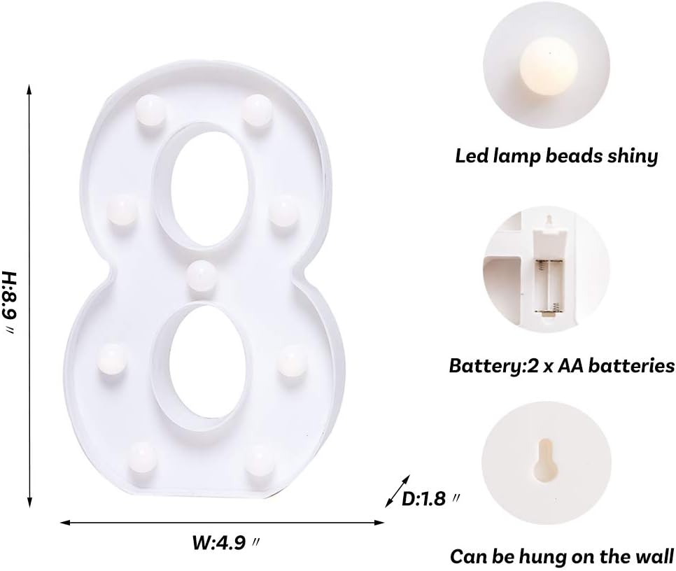 Foaky Decorative Led Marquee Light Up Number, Marquee Light Up Number Sign for Night Light Wedding