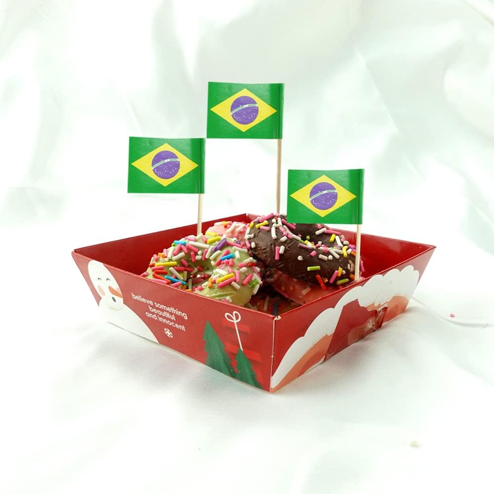 Brazil Flag Brazilian Flag, Small Mini Brazil Toothpick Flags for Food, Cupcakes, Cocktails