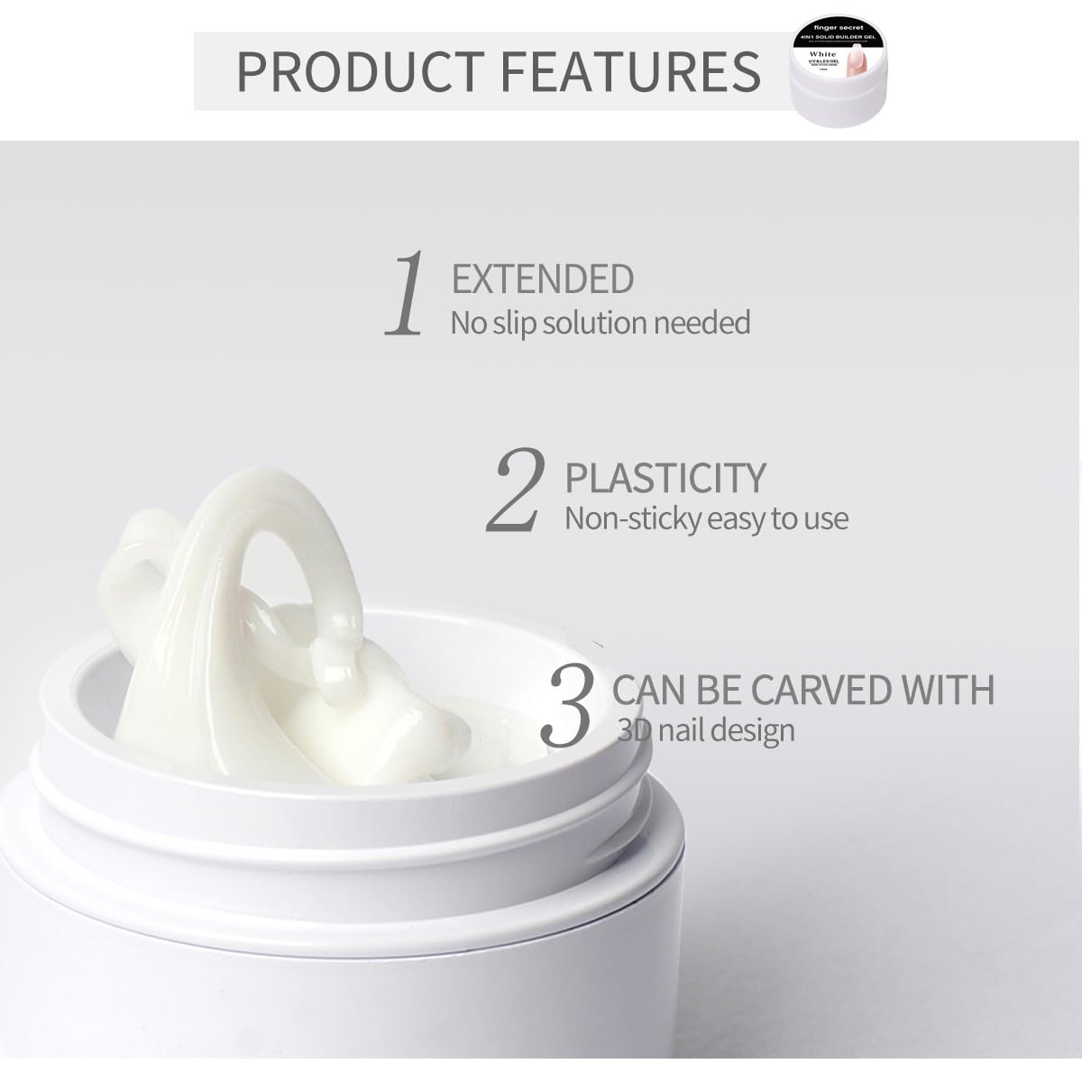 Solid Builder Gel for Nails Hard Gel 3D White Nude Pink Clear Colors for Nail Extension DIY Nail
