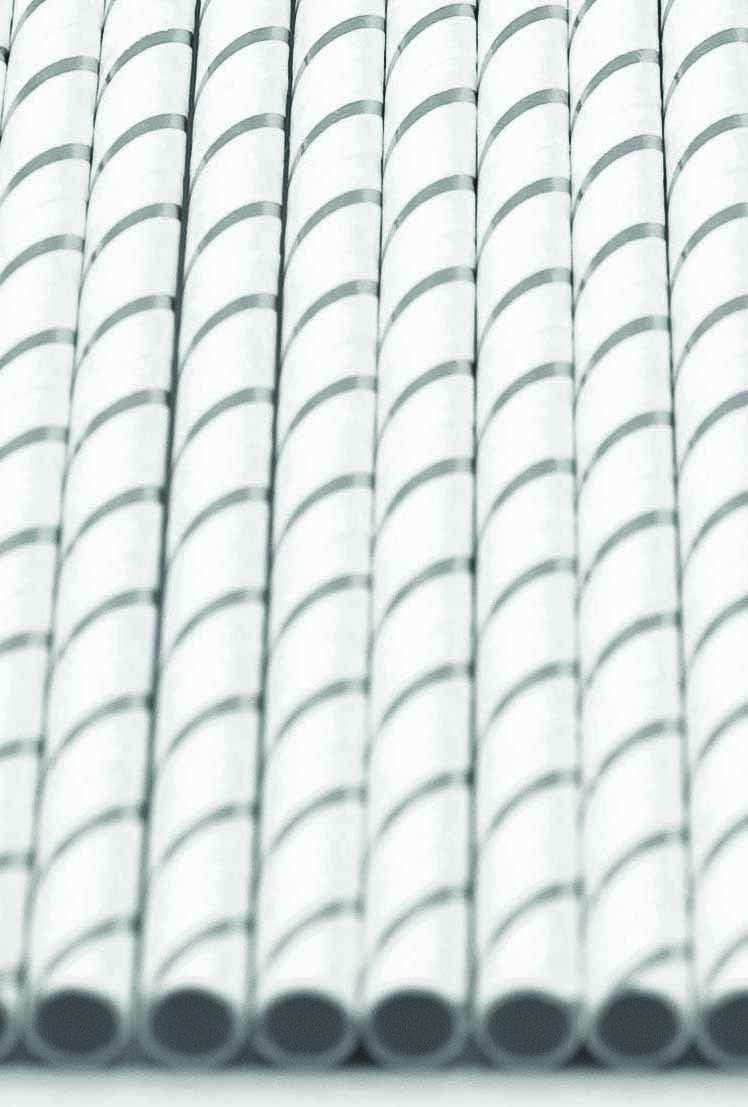 Pack of 150 Silver Foil Stripes Biodegradable 4-Ply Paper Drinking Straws (Compostable, Non-toxic