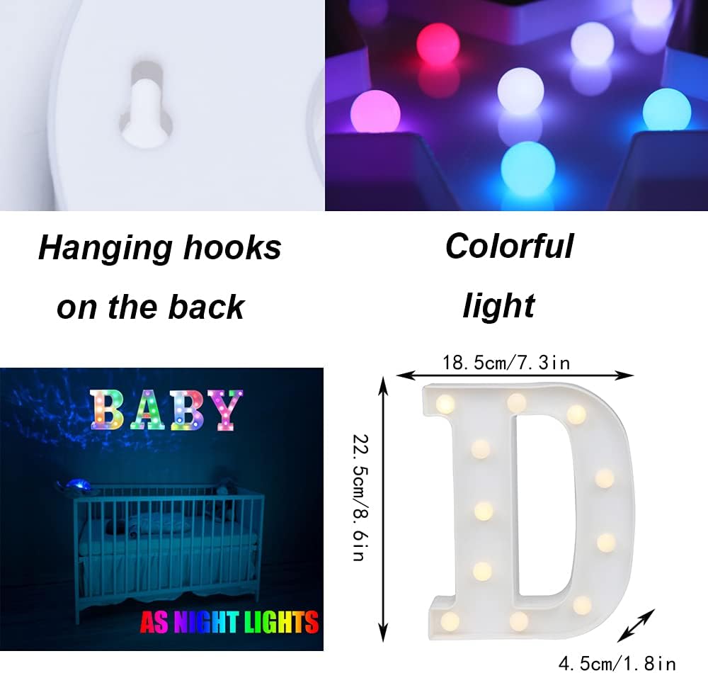 Light Up Colorful LED Marquee Letter lights, 18 Colors Changing Alphabet Letters Sign with Remote
