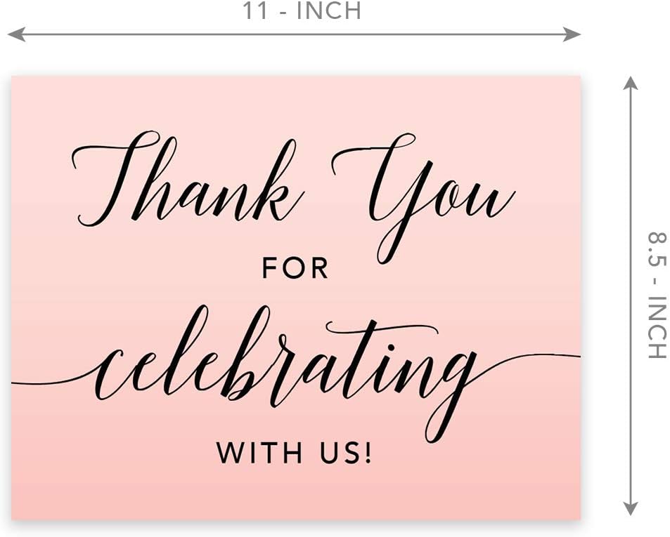 Andaz Press Blush Pink Rose Elegant Party Collection, 8.5x11-inch Unframed Party Sign, Thank You