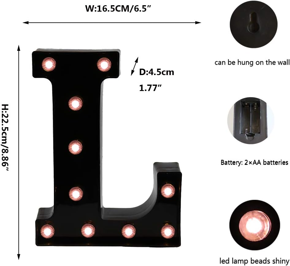 OYCBUZO Light Up Black Alphabet Marquee Letters Sign LED Marquee Number Lights Sign for Night Light