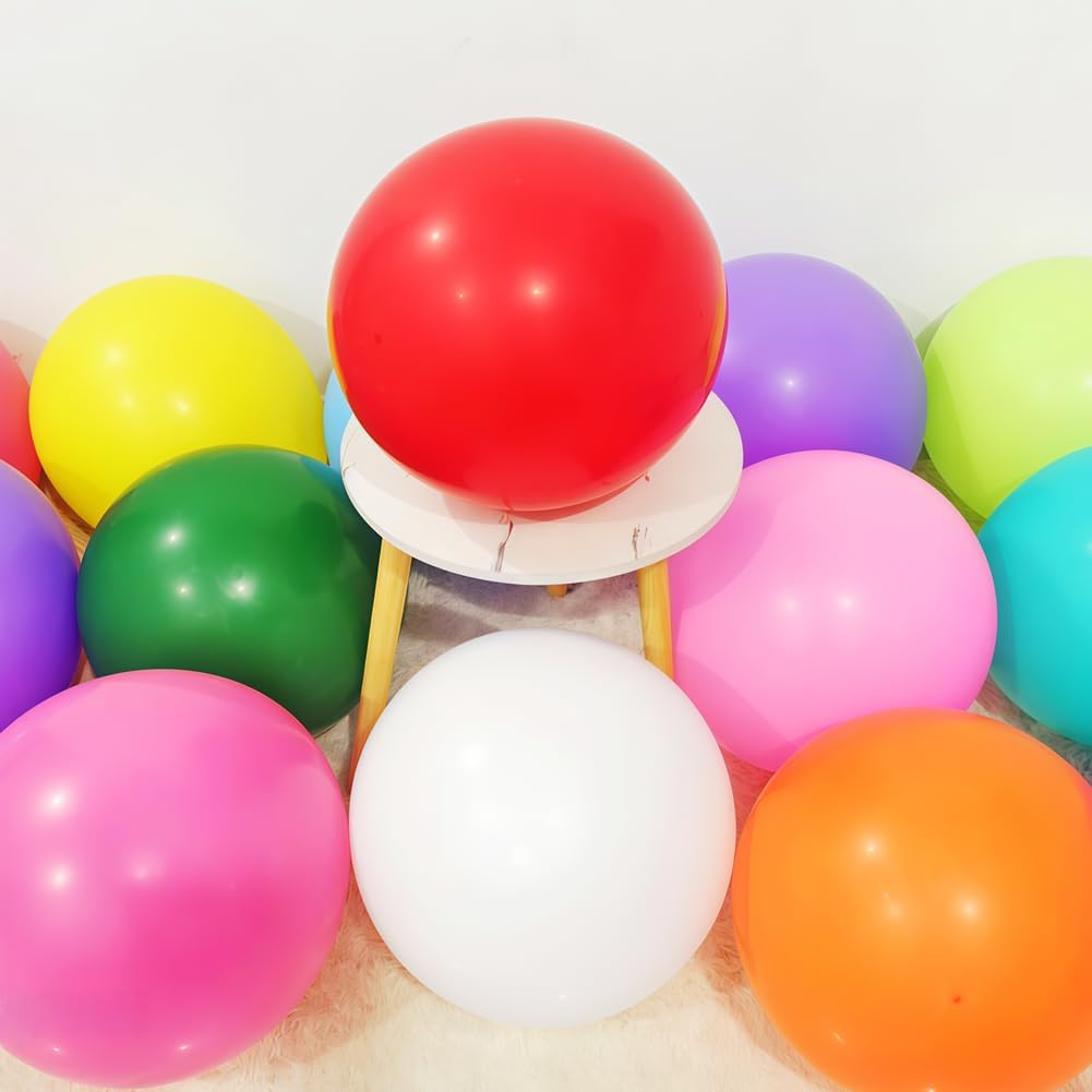 60 Pack Rainbow Balloons 18 Inch Assorted Colors Latex Multicolor Balloon 12 Kinds Colorful Large