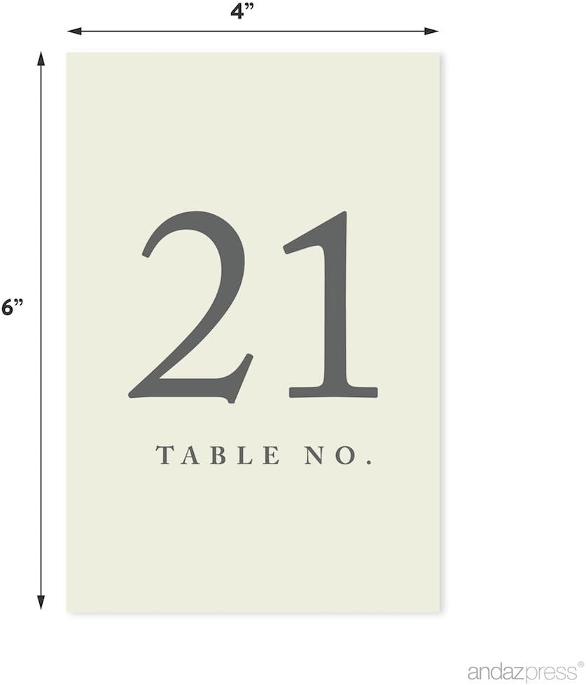 Andaz Press Table Numbers 21-40 on Perforated Paper, Ivory, 4x6-inch Single Sided Sign, 1-Set, For