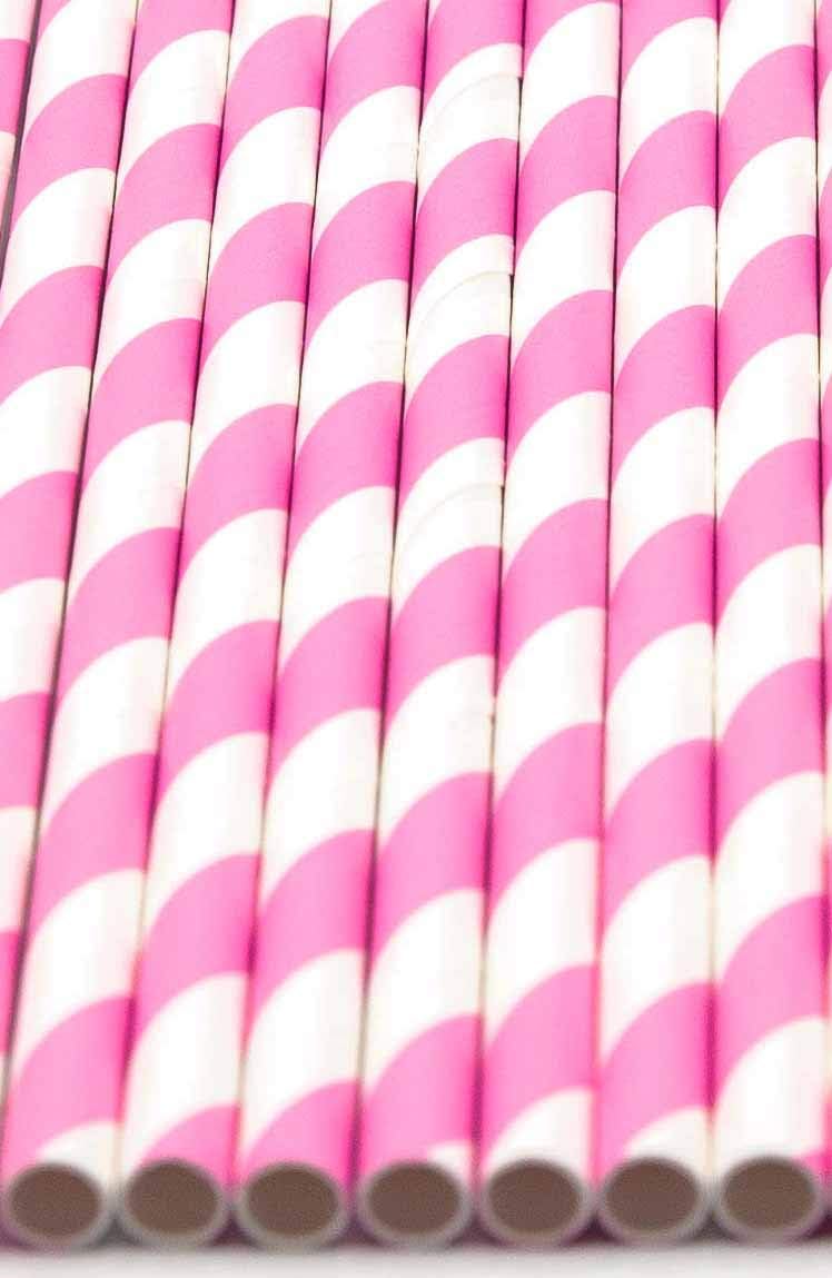 Pack of 150 Baby Pink Swirls Biodegradable 4-Ply Paper Drinking Straws (Compostable, Non-toxic