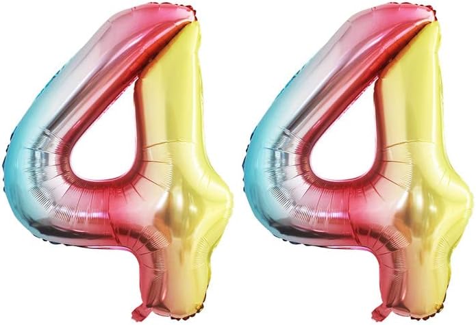 GOER Rainbow Foil Balloons Number 4,Huge Number Balloons for 4th Birthday Party Supplies