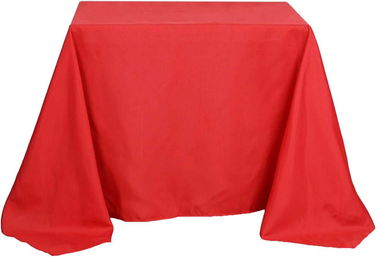 Efavormart 90" RED Wholesale Linens Polyester Square Linen Tablecloth for Kitchen Dining Catering