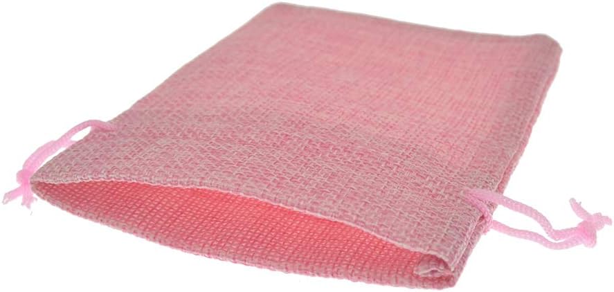 20Pcs Drawstring Burlap Bags 2.7 x 3.5 Inch, Pink Jute Sacks Jewelry Gift Pouch Christmas Candy