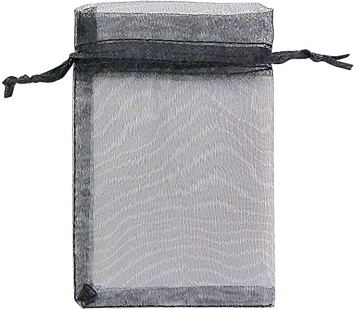 TheDisplayGuys 100-Pack 4x6 Black Sheer Organza Gift Bags with Drawstring, Goodie Bags for Jewelry