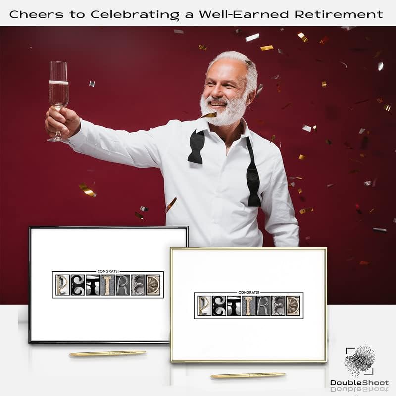 Framed Retirement Decorations Guest Book for Men 12"x16" Black Frame, Party Decor - including Gold