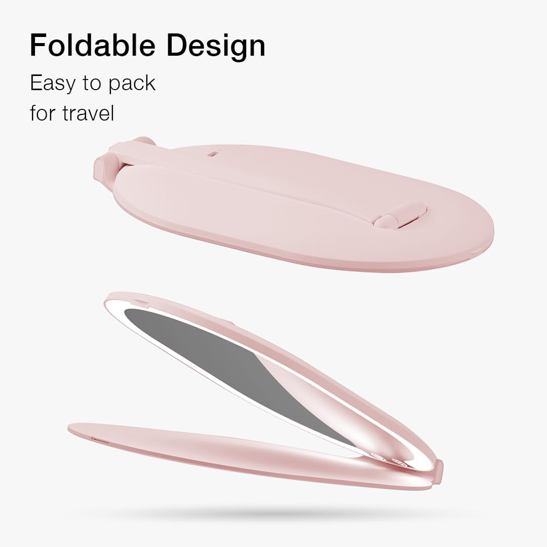 Fancii LED Rechargeable Portable Makeup Mirror with 3 Color Light Settings & 10x Magnetic