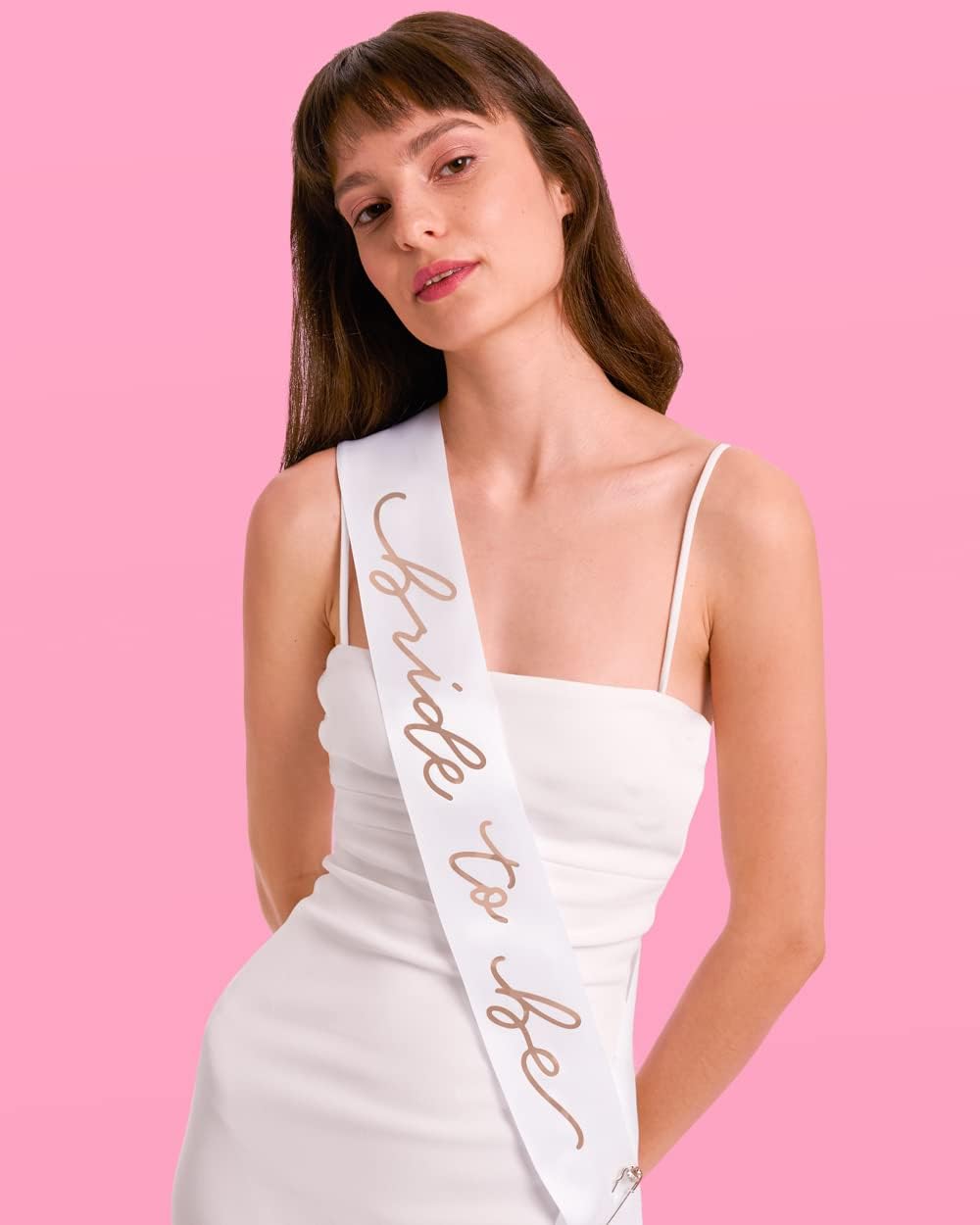 xo, Fetti Bride to Be Sash | Bachelorette Party Decorations White + Rose Gold, Bridal Shower Gift