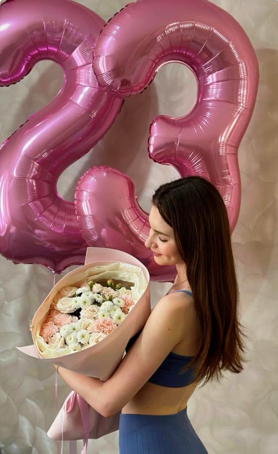 Large Pink 3 Number Balloon 40 Inch, 3 13 23 30 33 36 38 Pink Birthday Party Decorations, Number